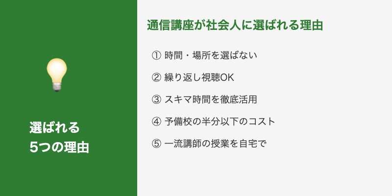 通信講座が社会人受験生に選ばれる5つの理由
