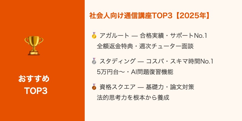 【2025年最新】社会人向けおすすめ通信講座TOP3