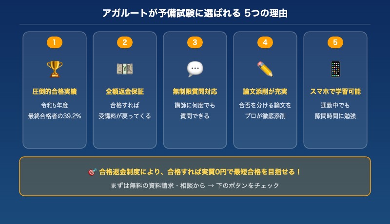 アガルートが予備試験に選ばれる5つの理由