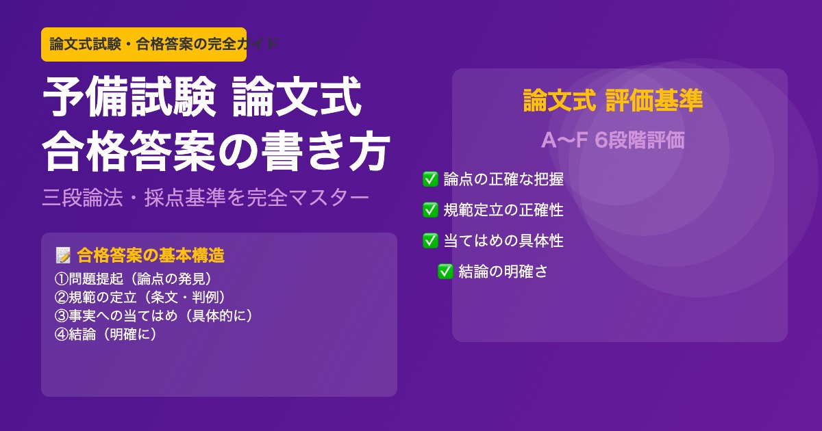 予備試験 論文式試験 合格答案の書き方 三段論法 答案構成 採点基準を徹底解説