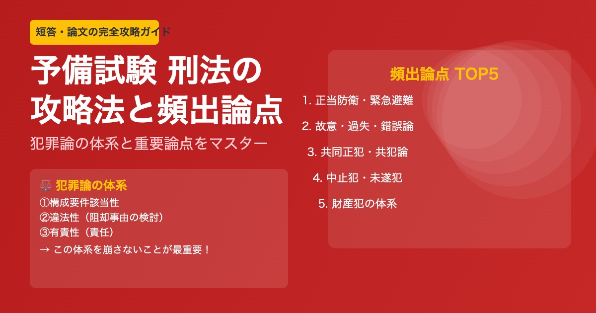 予備試験 刑法攻略法 短答論文の頻出論点 犯罪論体系 構成要件 違法性 責任