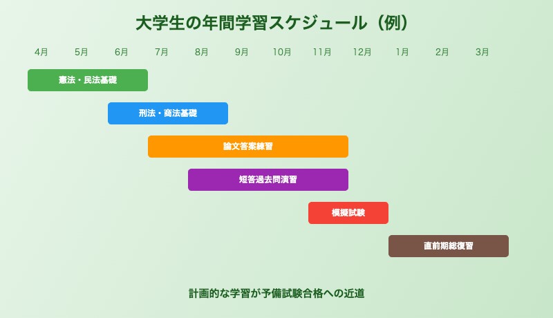 大学生が弁護士を目指す年間学習スケジュール