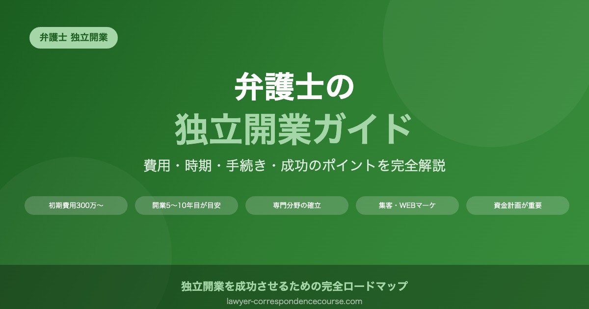弁護士の独立開業ガイド：費用・時期・手続き・成功のポイントを解説