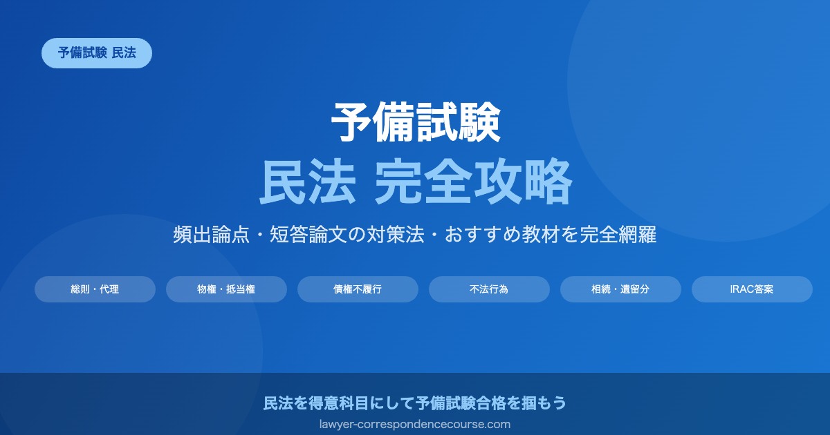 予備試験の民法対策：頻出論点・効率的な勉強法・おすすめ教材を徹底解説
