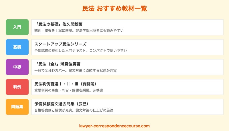 予備試験民法対策おすすめ教材・参考書・問題集一覧