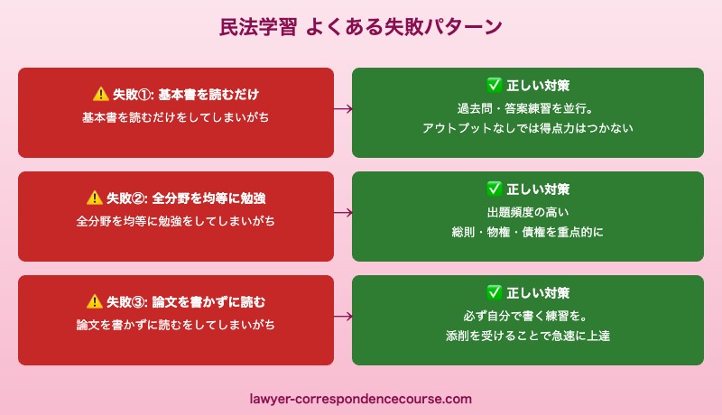 予備試験民法学習でよくある失敗パターンと正しい対策法