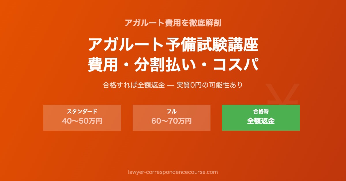 アガルート予備試験講座の費用 分割払い コスパ徹底解説