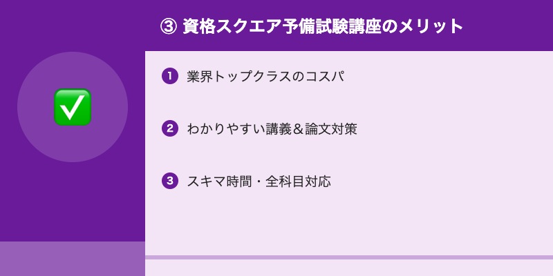 ③ 資格スクエア予備試験講座のメリット