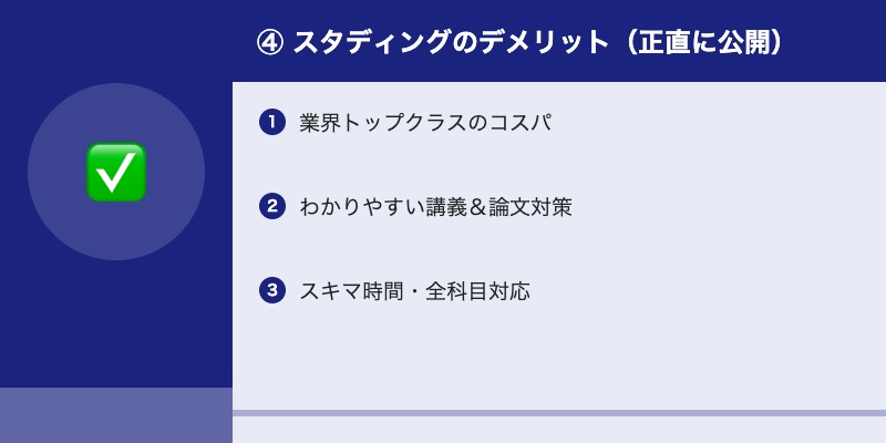 ④ スタディングのデメリット(正直に公開)