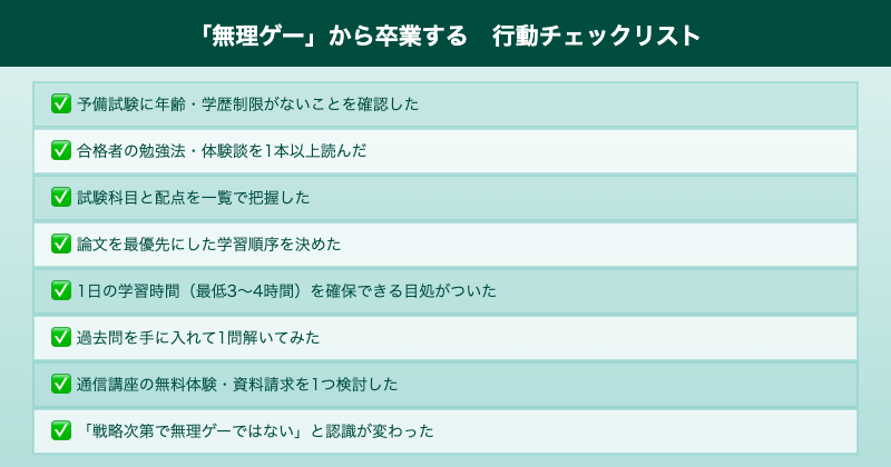 予備試験 無理ゲーから卒業する行動チェックリスト