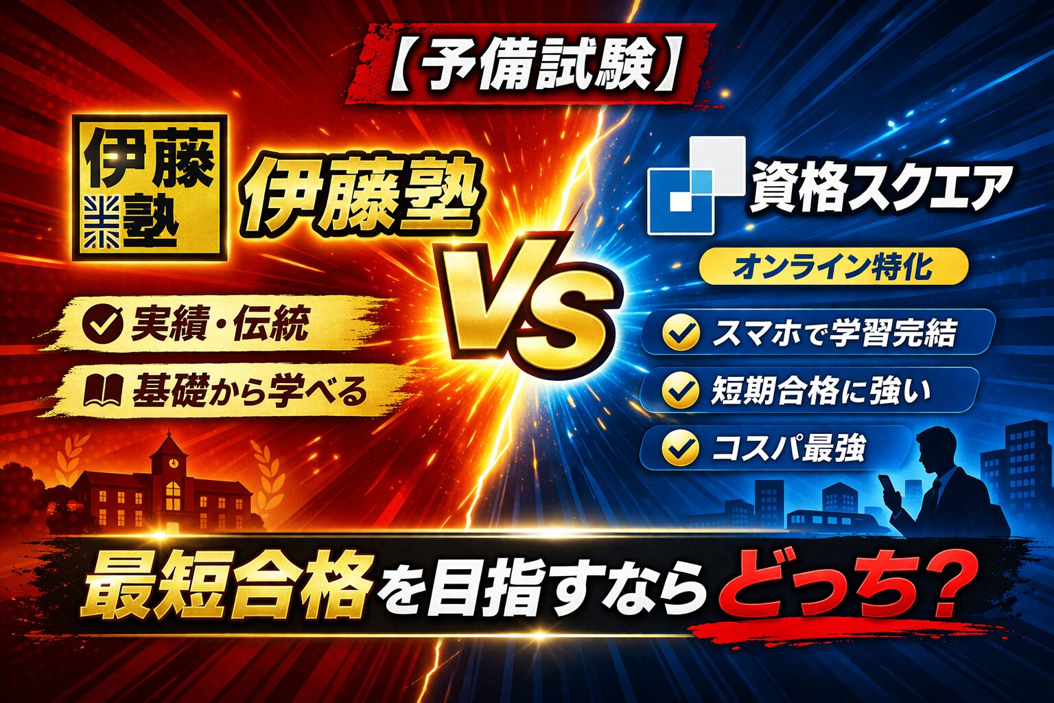 予備試験比較：伊藤塾 vs 資格スクエア