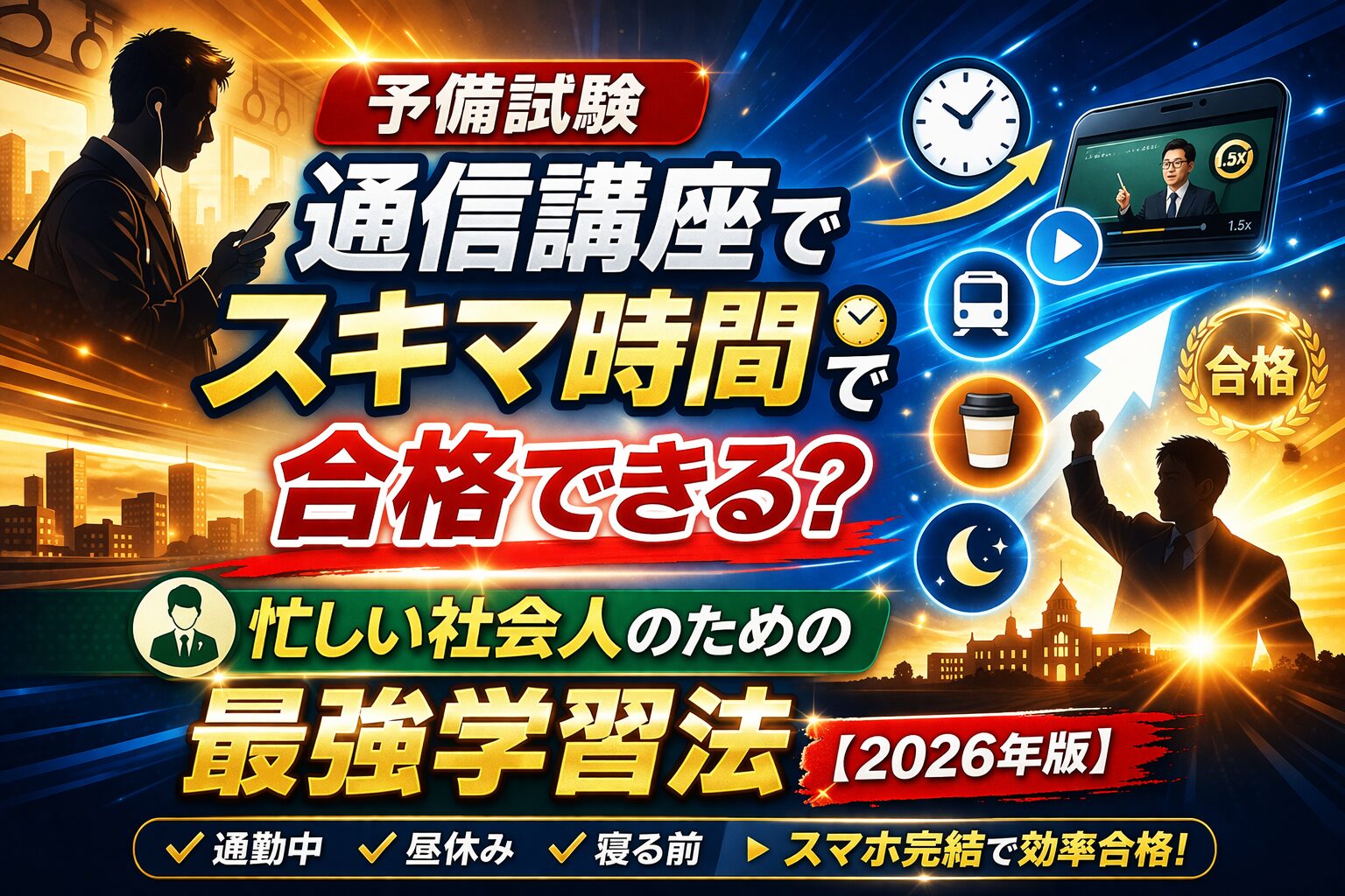 予備試験 通信講座 スキマ時間で合格できる？忙しい社会人のための最強学習法【2026年版】