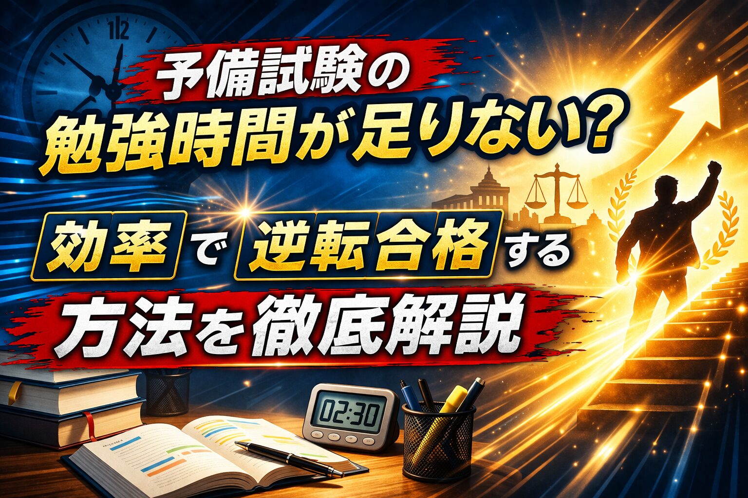 予備試験の勉強時間が足りない？【2026年最新】効率で逆転合格する方法を徹底解説