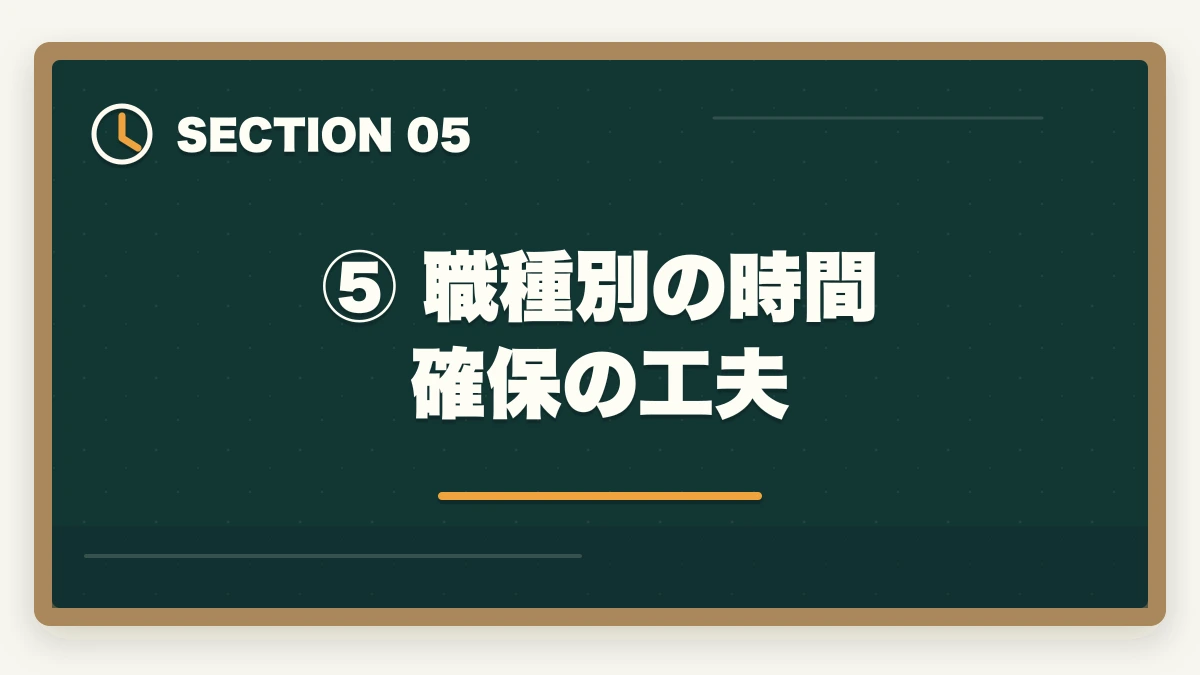 ⑤ 職種別の時間確保の工夫|予備試験に必要な1日の勉強時間は?社会人が仕事と両立するコツの図解