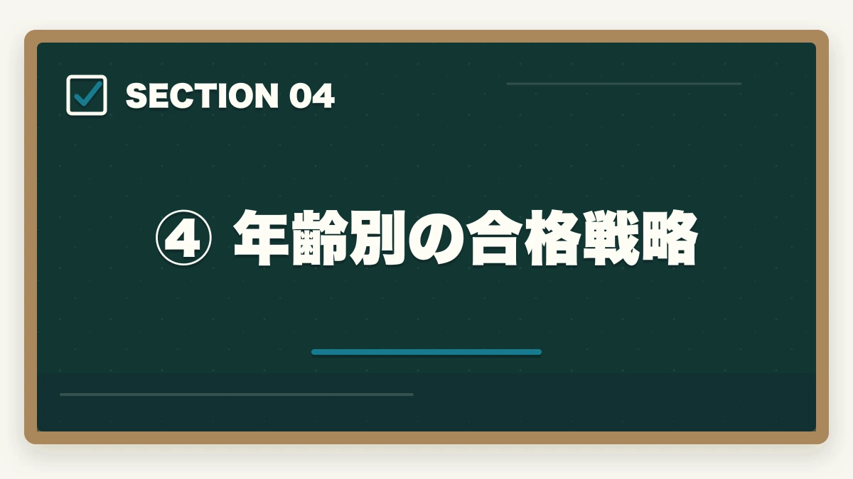 ④ 年齢別の合格戦略｜予備試験に年齢制限はある？何歳まで受験可能か最高齢合格者も紹介の図解