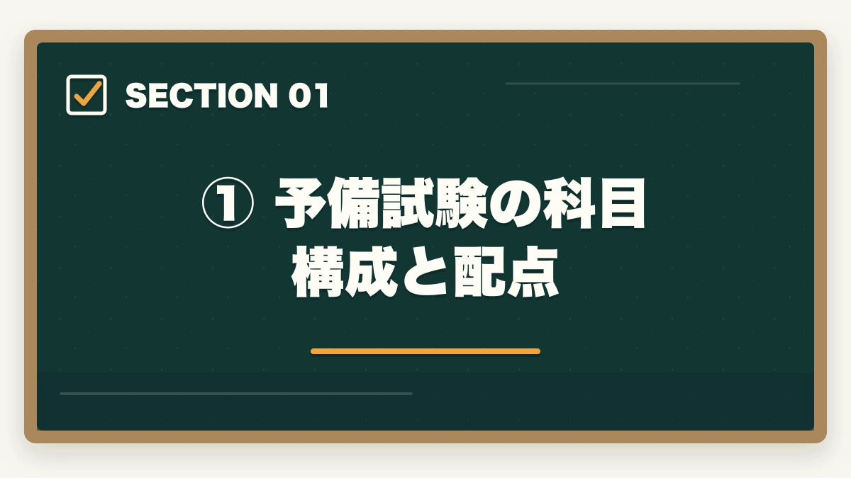 ① 予備試験の科目構成と配点|予備試験の勉強法【科目別優先順位】効率よく合格する学習戦略の図解