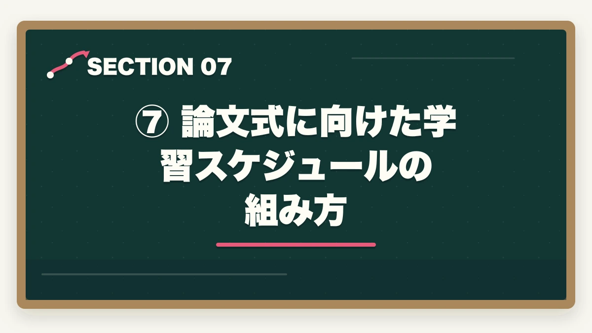 ⑦ 論文式に向けた学習スケジュールの組み方｜予備試験の論文式試験の書き方｜答案構成・採点基準・合格答案の作り方の図解
