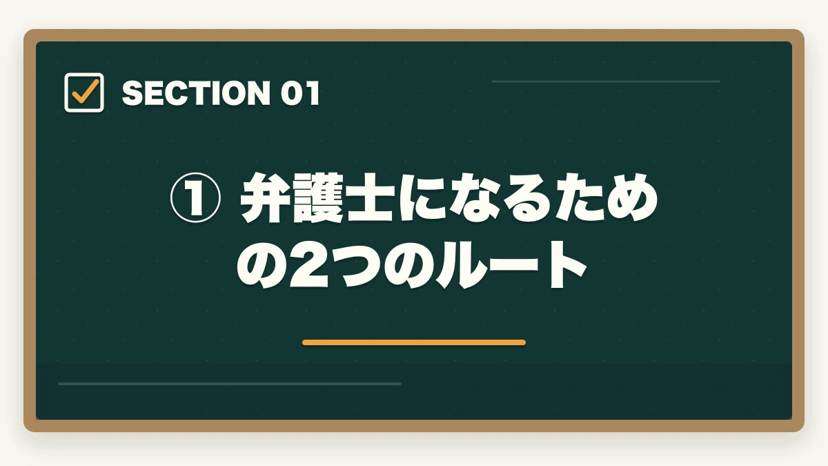 ① 弁護士になるための2つのルート|弁護士になるまでの期間はどのくらい?最短ルートと年数を徹底解説の図解