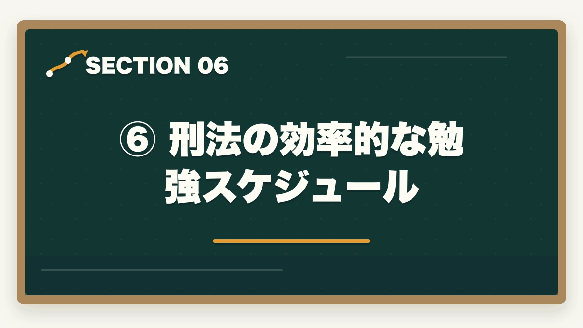 ⑥ 刑法の効率的な勉強スケジュール|予備試験の刑法攻略法|短答・論文の頻出論点と効率的な勉強法の図解