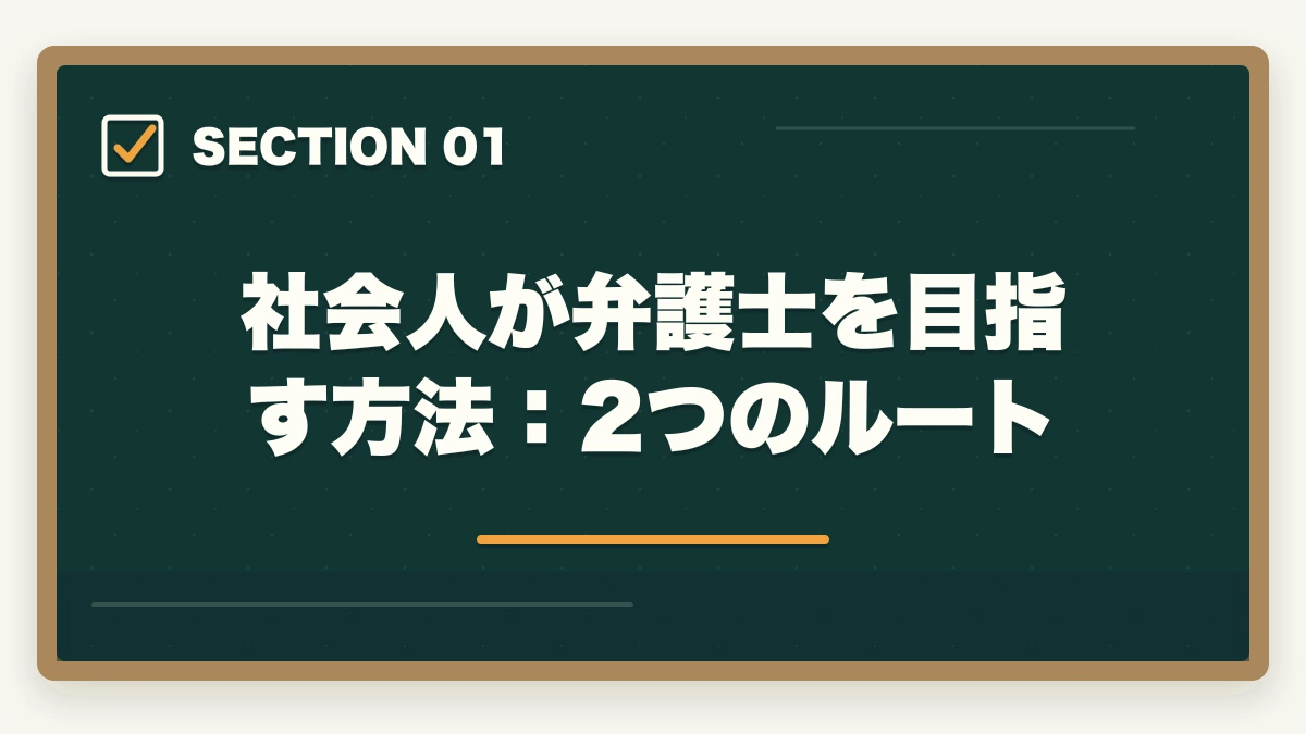社会人が弁護士を目指す方法：2つのルート｜社会人・働きながら弁護士を目指す方法｜予備試験ルートの時間管理と学習戦略の図解