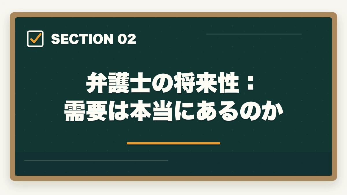 弁護士の将来性：需要は本当にあるのか｜弁護士資格を取るメリット｜将来性・活躍フィールドを徹底解説の図解
