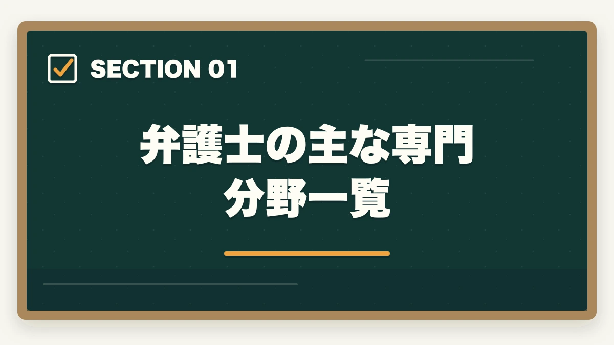 弁護士の主な専門分野一覧|弁護士の専門分野の選び方|各分野の特徴とキャリア設計を解説の図解