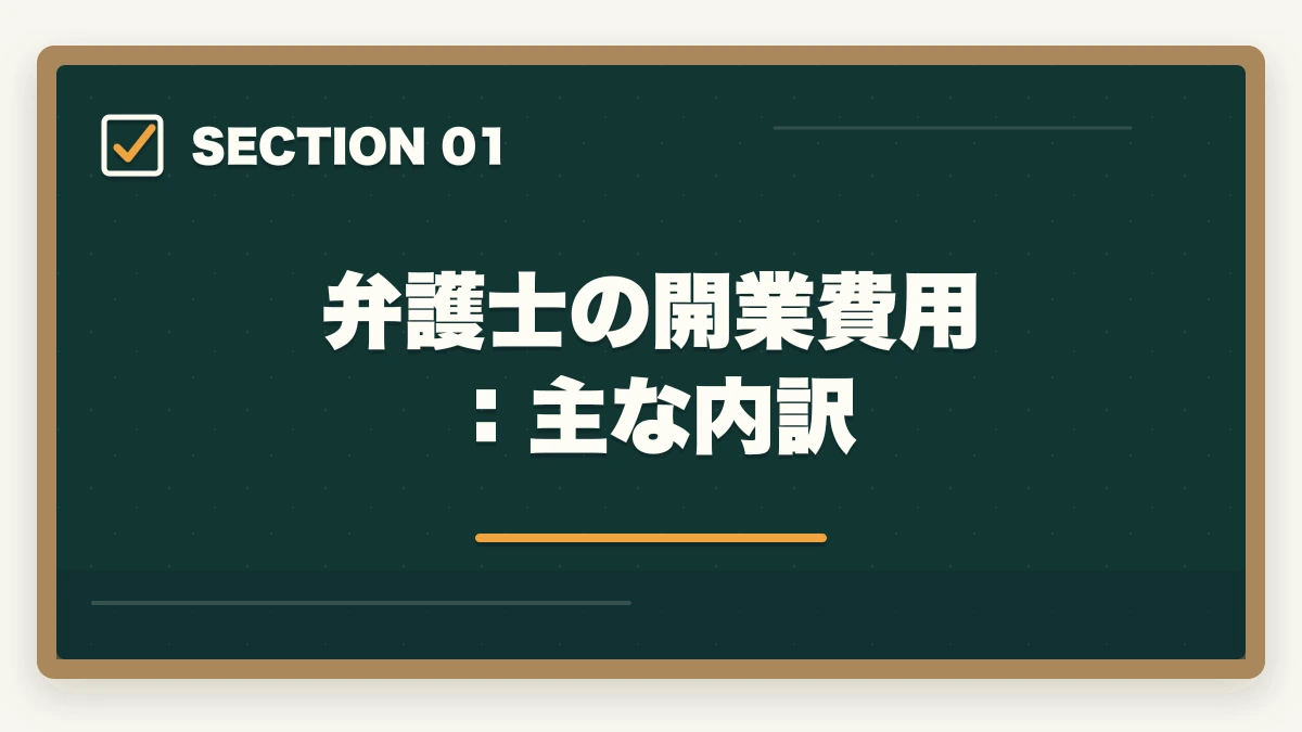 弁護士の開業費用:主な内訳|弁護士の開業費用・初期費用はいくら?内訳と節約術を徹底解説の図解