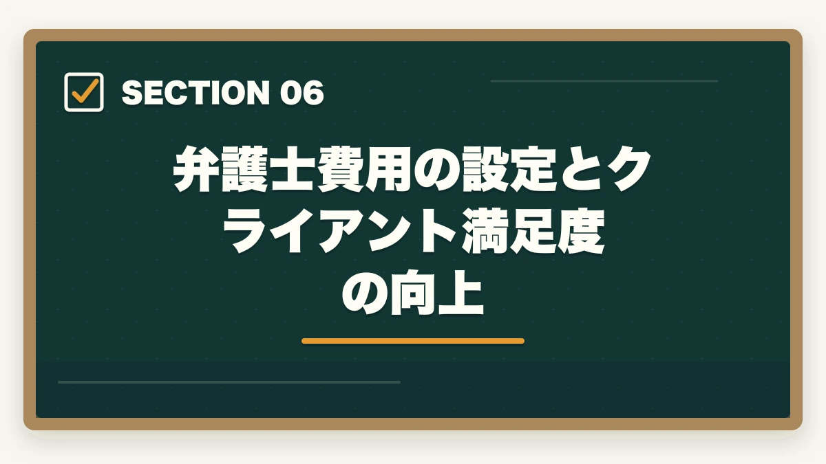 弁護士費用の設定とクライアント満足度の向上|弁護士のクライアント獲得方法|独立開業後に依頼を増やす15の戦略の図解