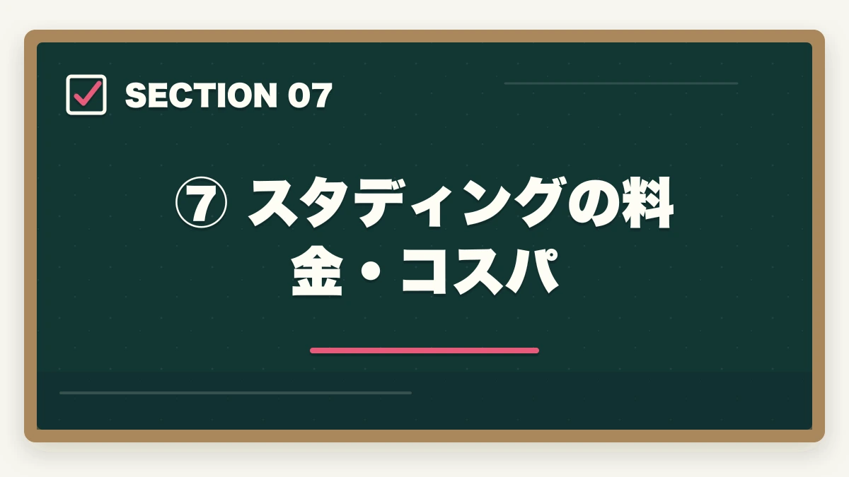 ⑦ スタディングの料金・コスパ|スタディング 司法試験の評判は?【2026年最新】口コミ・メリット・デメリットを徹底解説の図解