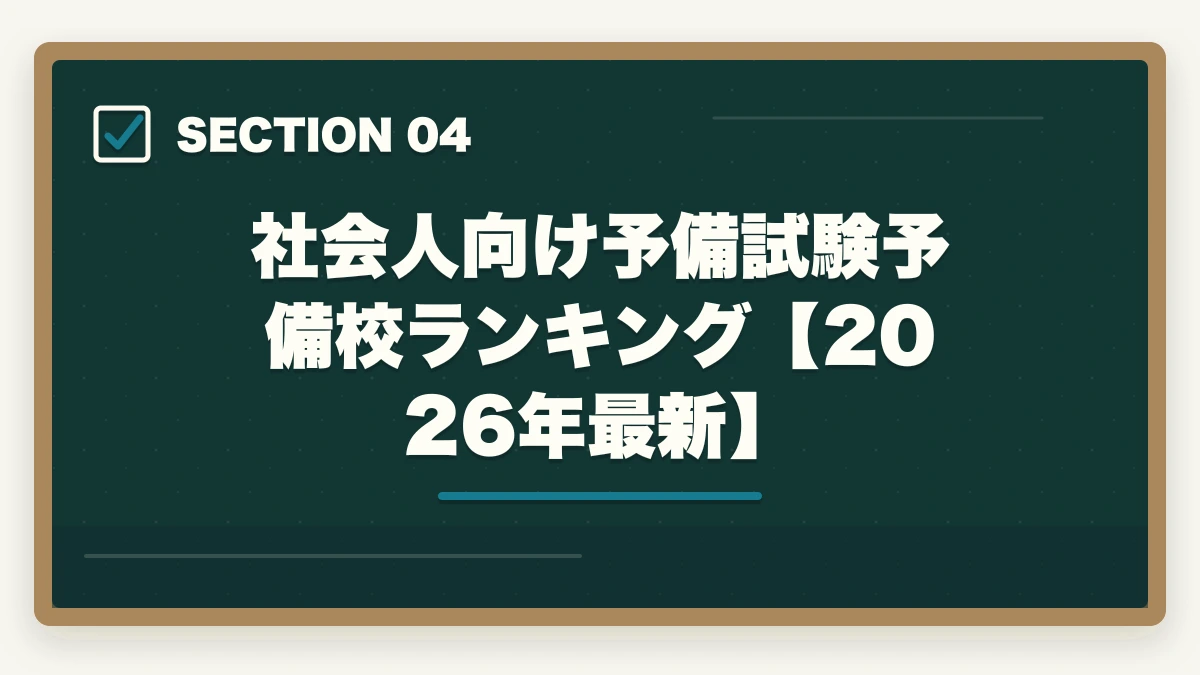 社会人向け予備試験予備校ランキング【2026年最新】｜予備試験の予備校比較【社会人向け】仕事しながら合格できるおすすめランキング【2026年版】の図解