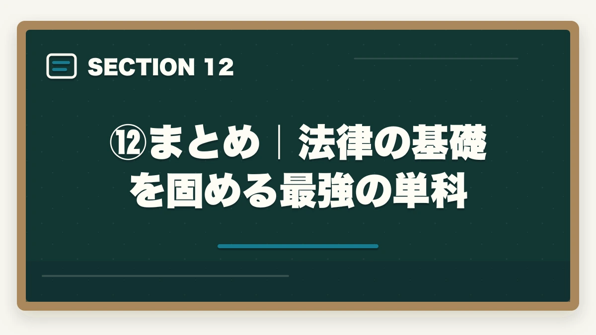 ⑫まとめ|法律の基礎を固める最強の単科|伊藤塾の基礎マスター単科は買い?評判・7科目カリキュラム・コスパを現役士業が徹底検証【2026年版】の図解