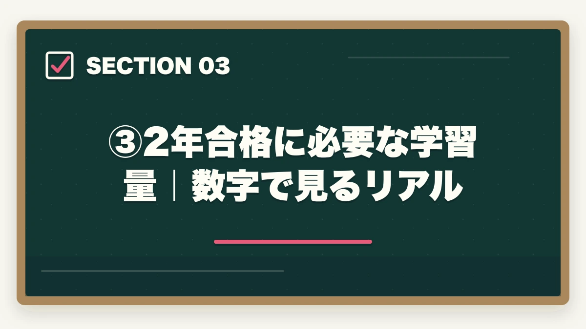 ③2年合格に必要な学習量｜数字で見るリアル｜司法試験を2年で合格は可能？伊藤塾の最短合格ルートと現実的な学習量を現役士業が解説【2026年版】の図解