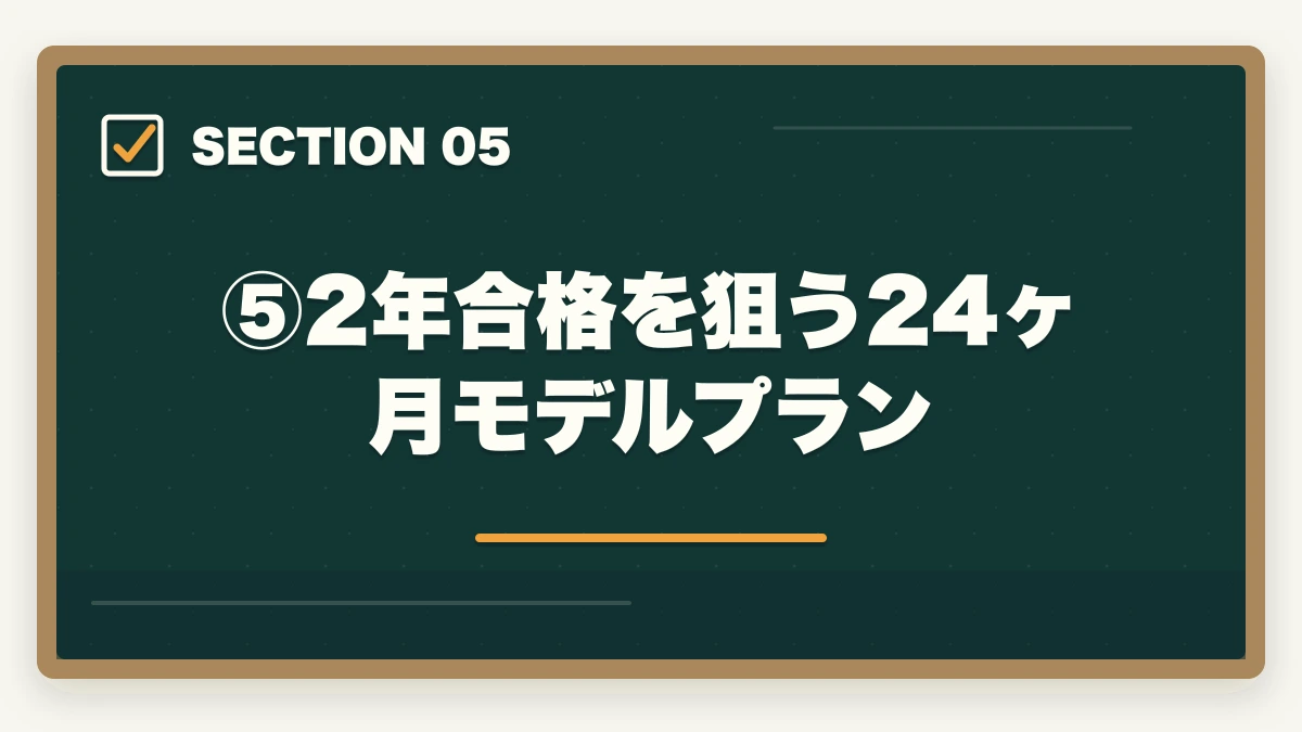 ⑤2年合格を狙う24ヶ月モデルプラン｜司法試験を2年で合格は可能？伊藤塾の最短合格ルートと現実的な学習量を現役士業が解説【2026年版】の図解