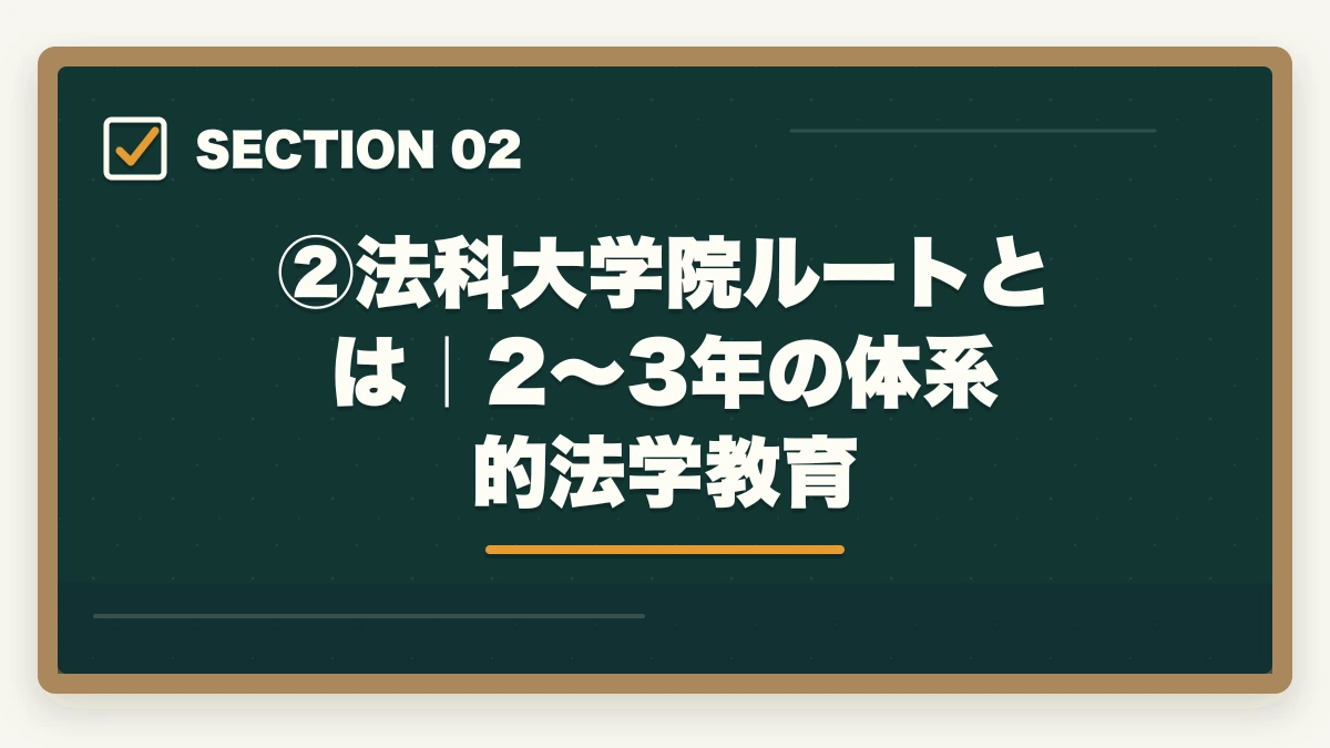 ②法科大学院ルートとは｜2〜3年の体系的法学教育｜法科大学院ルートvs 予備試験ルート｜司法試験合格に近いのはどっち？伊藤塾の対応も含めて現役士業が徹底解説【2026年版】の図解