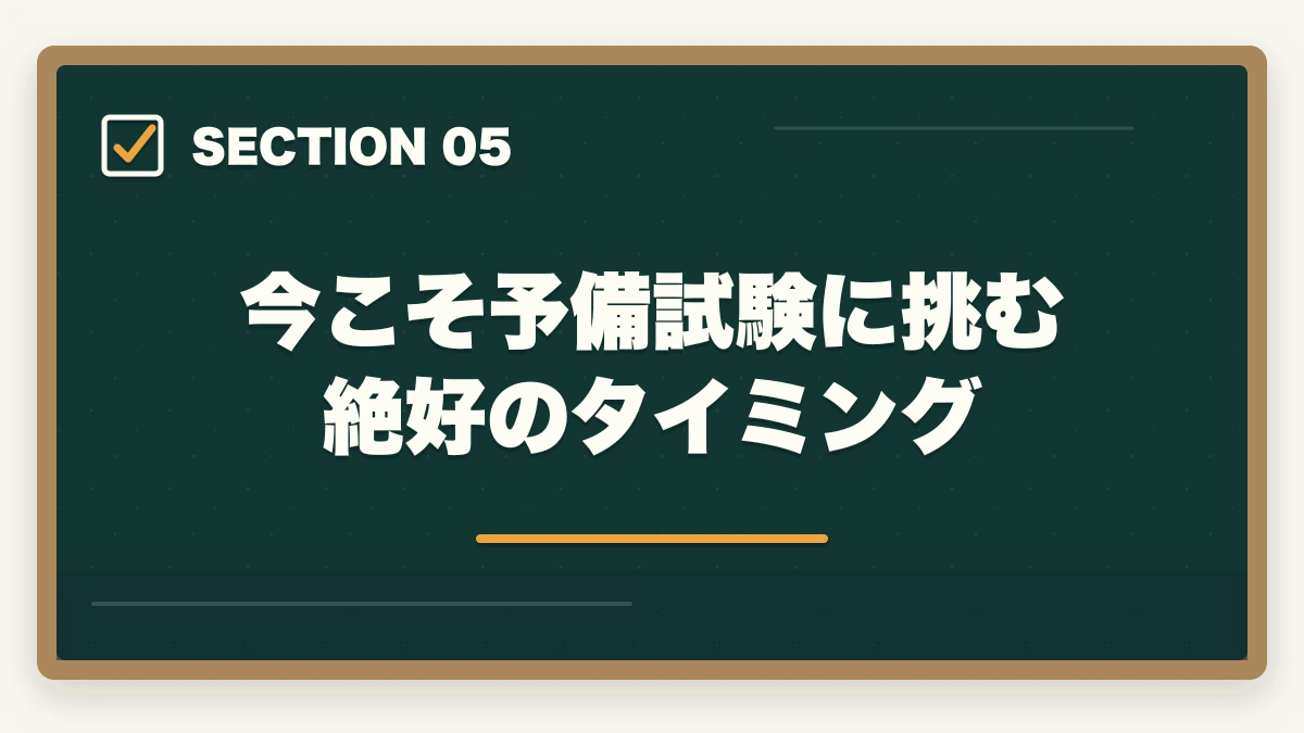今こそ予備試験に挑む絶好のタイミング|予備試験は簡単になった?【2026年最新】合格率・難易度の真実と通信講座で確実に合格する方法の図解