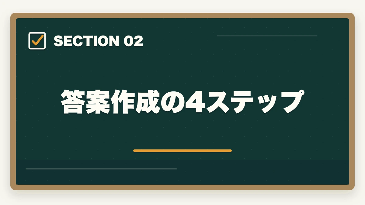 答案作成の4ステップ｜予備試験論文の答案作成テクニック【4ステップ完全攻略】2026年版の図解