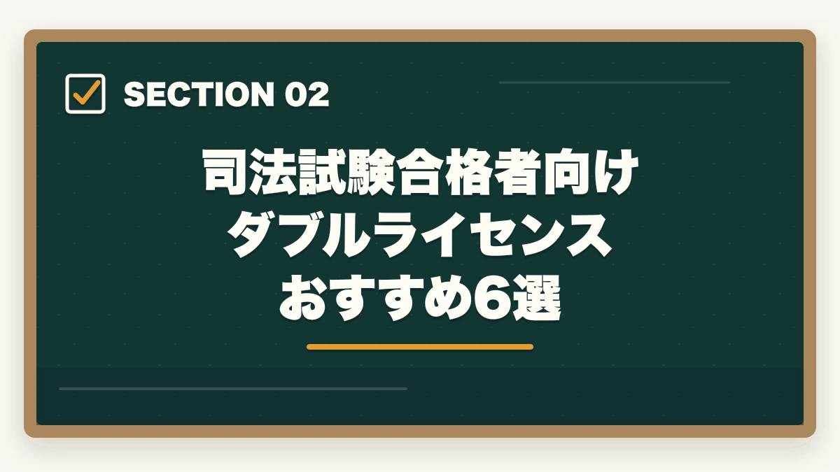 司法試験合格者向け ダブルライセンス おすすめ6選｜司法試験・予備試験のダブルライセンス戦略｜行政書士・社労士との相乗効果【2026年版】の図解