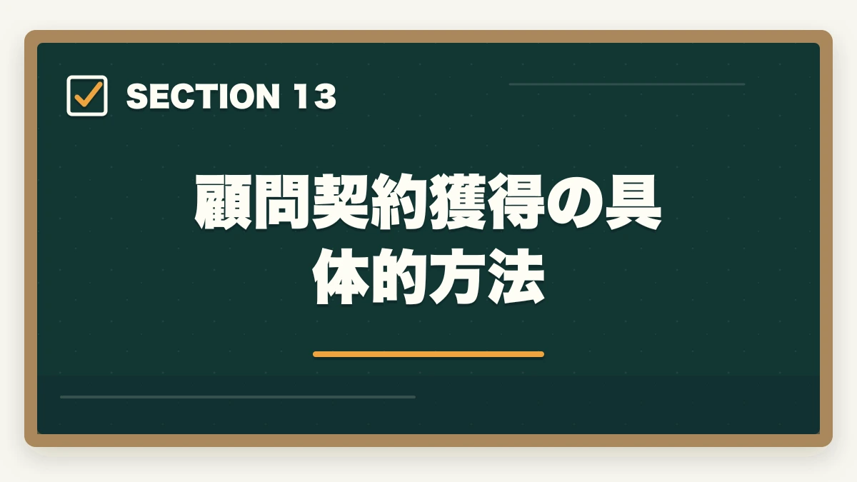 顧問契約獲得の具体的方法|弁護士の独立開業|年収1500万円達成の完全ロードマップ【2026年版】の図解