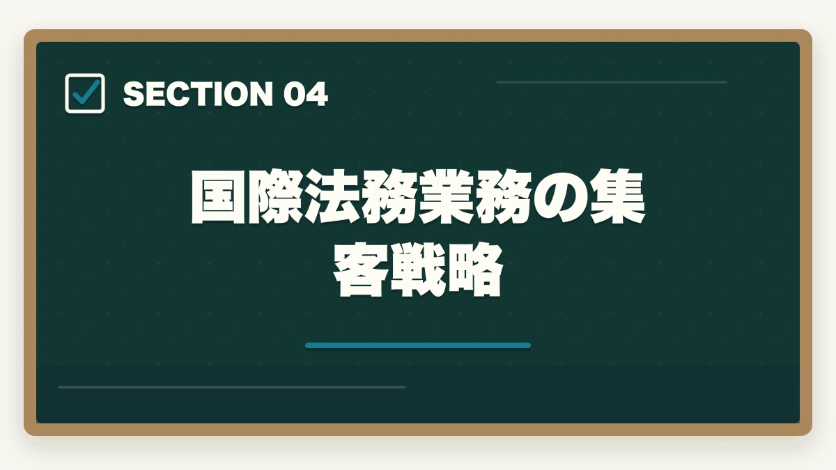 国際法務業務の集客戦略｜弁護士の国際法務業務完全ガイド｜英語スキルで年収4000万円達成戦略【2026年版】の図解