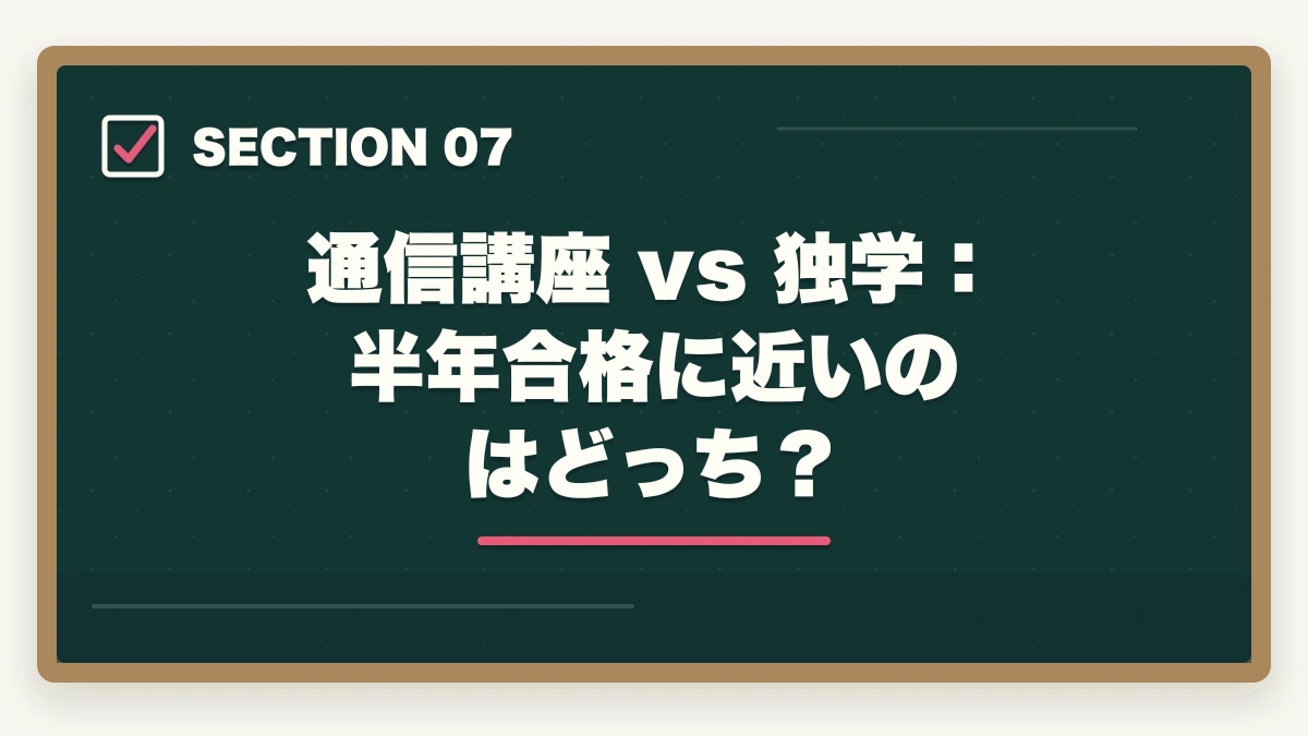 通信講座 vs 独学:半年合格に近いのはどっち?|予備試験に半年で合格!逆算学習法と通信講座で最短ルートを攻略する【2026年版】の図解
