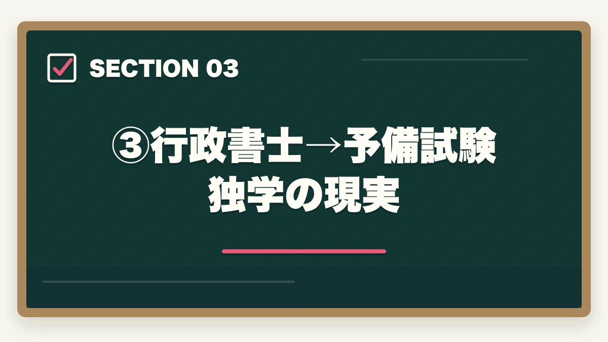 ③行政書士→予備試験 独学の現実|行政書士から予備試験は可能?合格者が語るステップアップ戦略と通信講座【2026年版】の図解