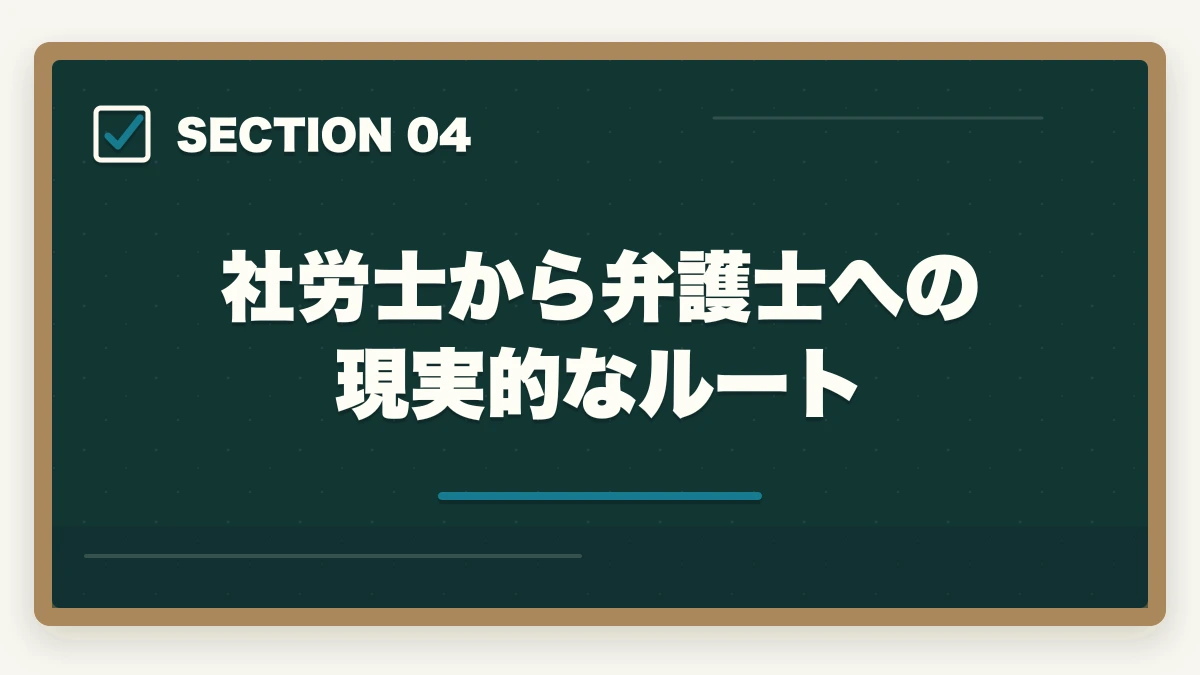 社労士から弁護士への現実的なルート｜社労士から弁護士へ転身できる？【2026年最新】有利な理由と現実的なキャリアパスを解説の図解