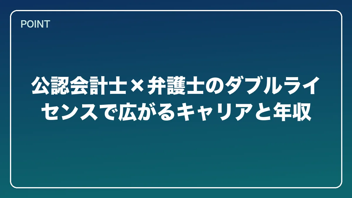 公認会計士×弁護士のダブルライセンスで広がるキャリアと年収｜公認会計士から弁護士になるには？働きながら目指すルートとダブルライセンスの強み【2026年版】の図解