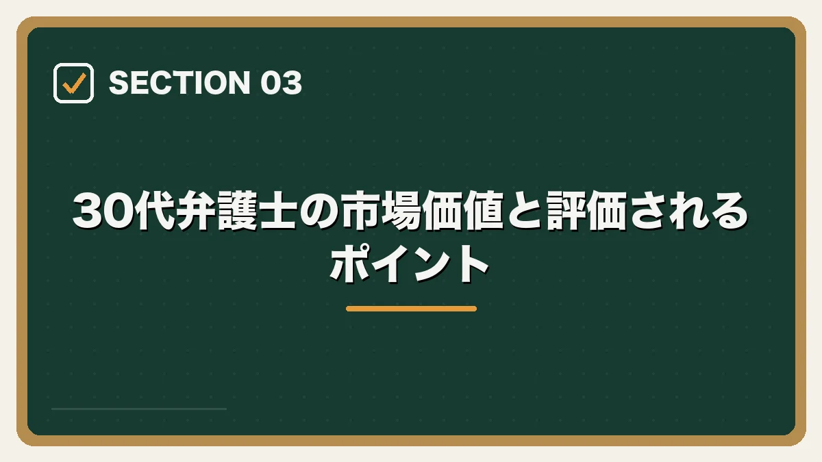 30代弁護士の市場価値と評価されるポイント|30代弁護士の転職完全ガイドの図解