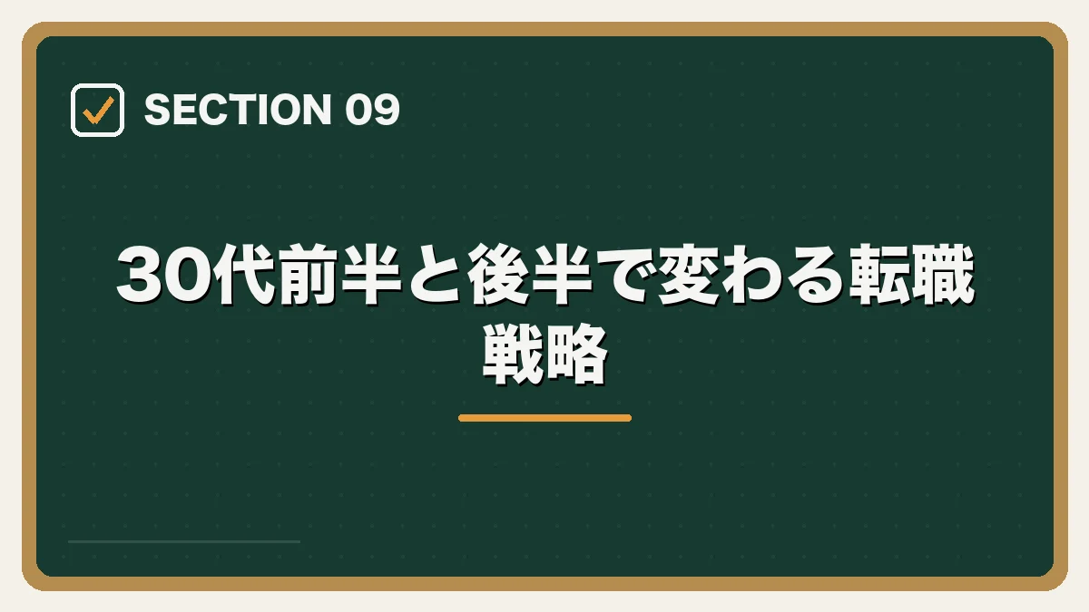 30代前半と後半で変わる転職戦略|30代弁護士の転職完全ガイドの図解