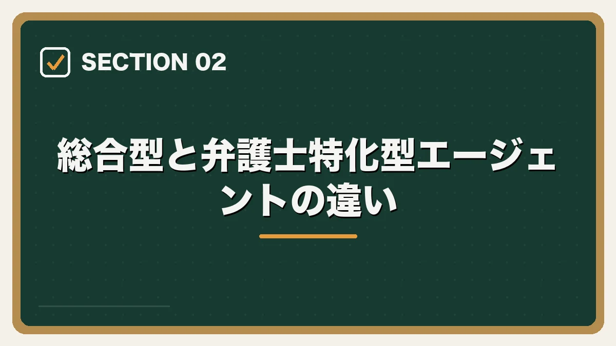 総合型と弁護士特化型エージェントの違い|弁護士向け転職エージェントの選び方の図解