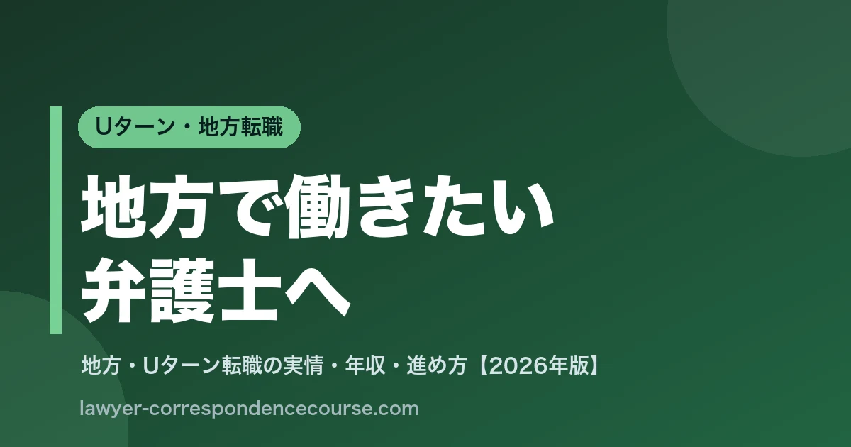 地方・Uターンしたい弁護士の転職ガイド｜実情・年収・進め方