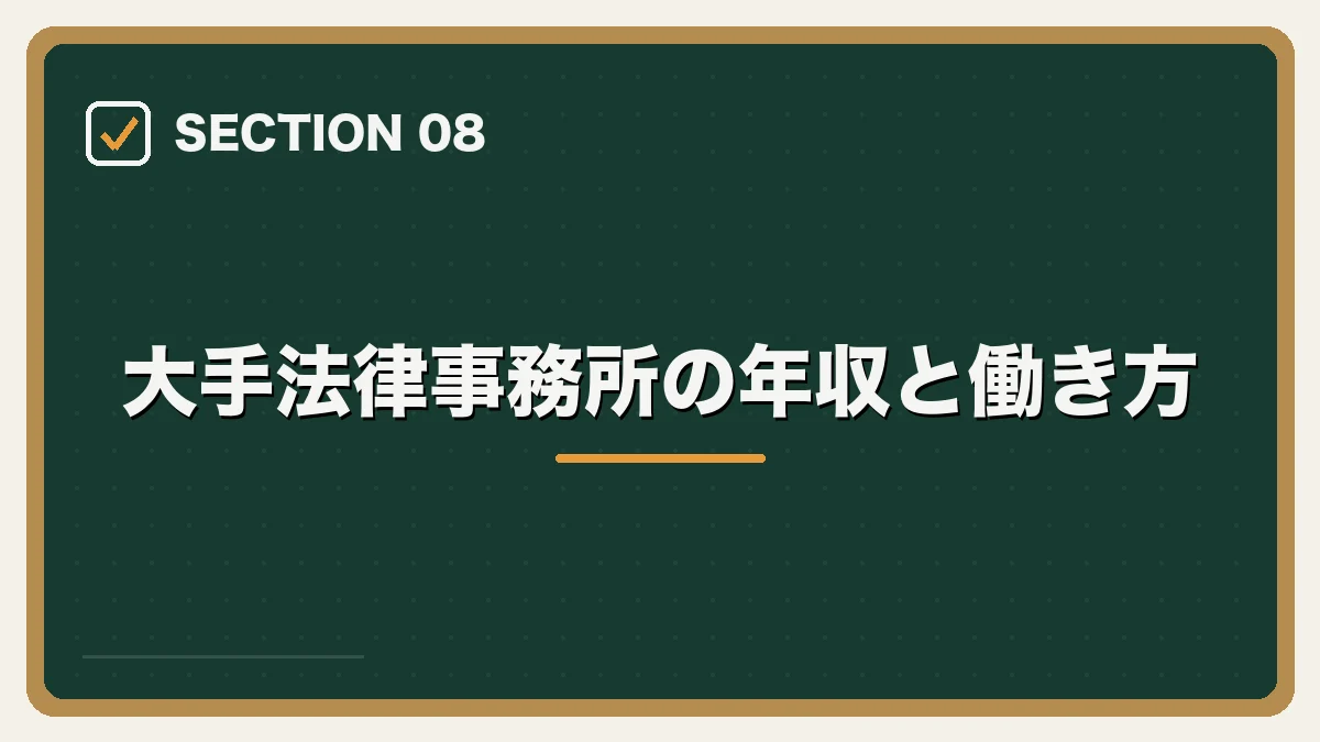 大手法律事務所の年収と働き方｜大手法律事務所への転職完全ガイドの図解