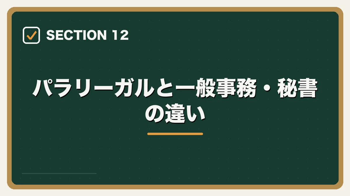 パラリーガルと一般事務・秘書の違い｜パラリーガルの転職ガイドの図解